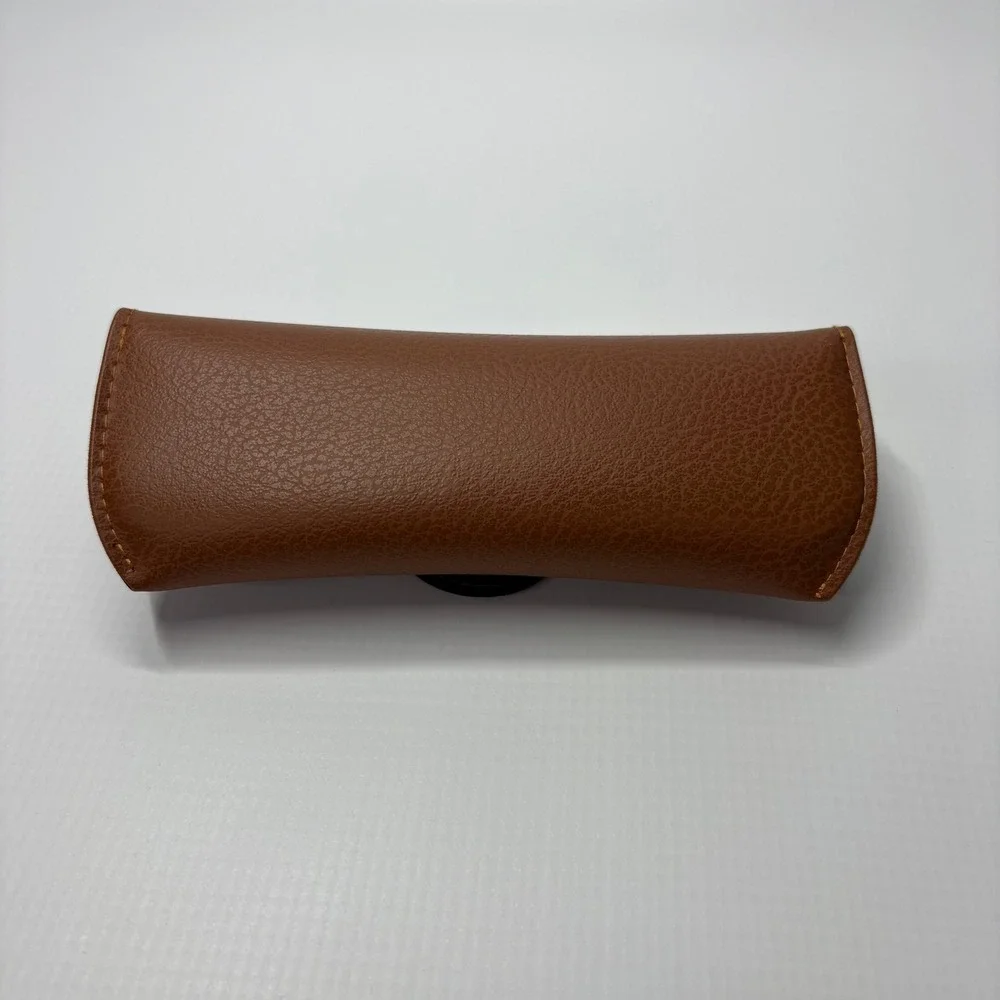 Ray-Ban Tan Brown Faux Leather Sunglasses Case Snap Closure Black Lining